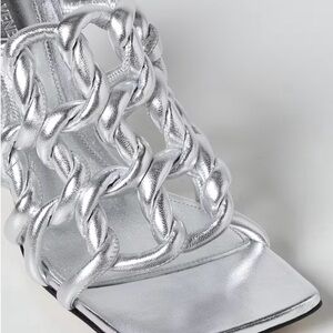 Bottega Veneta Stretch Reflection Weave Mule Sandals US 6